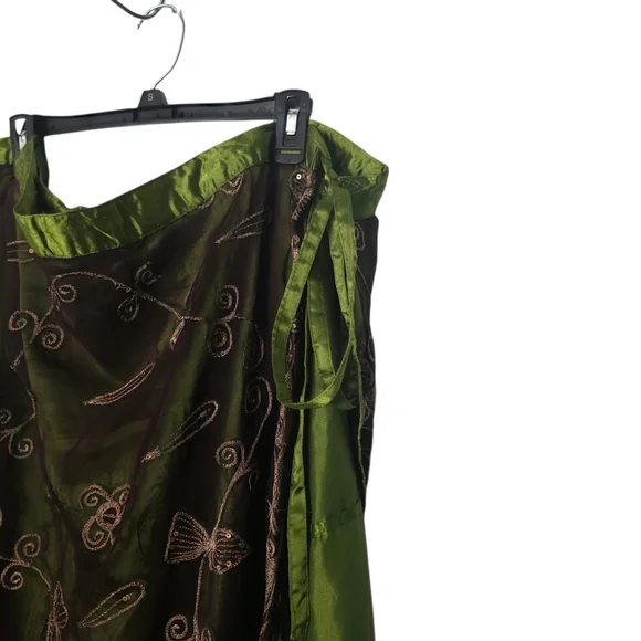 Vintage Green Wrap Maxi Skirt Size Medium - Picture 3 of 7